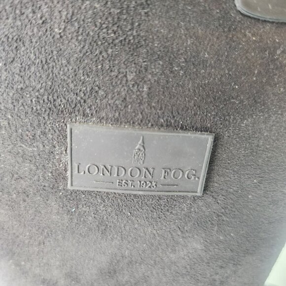 London Fog Mixed Media Flocked Leather & Rubber Knee High Boots Black Size 9-9.5 - Picture 10 of 12